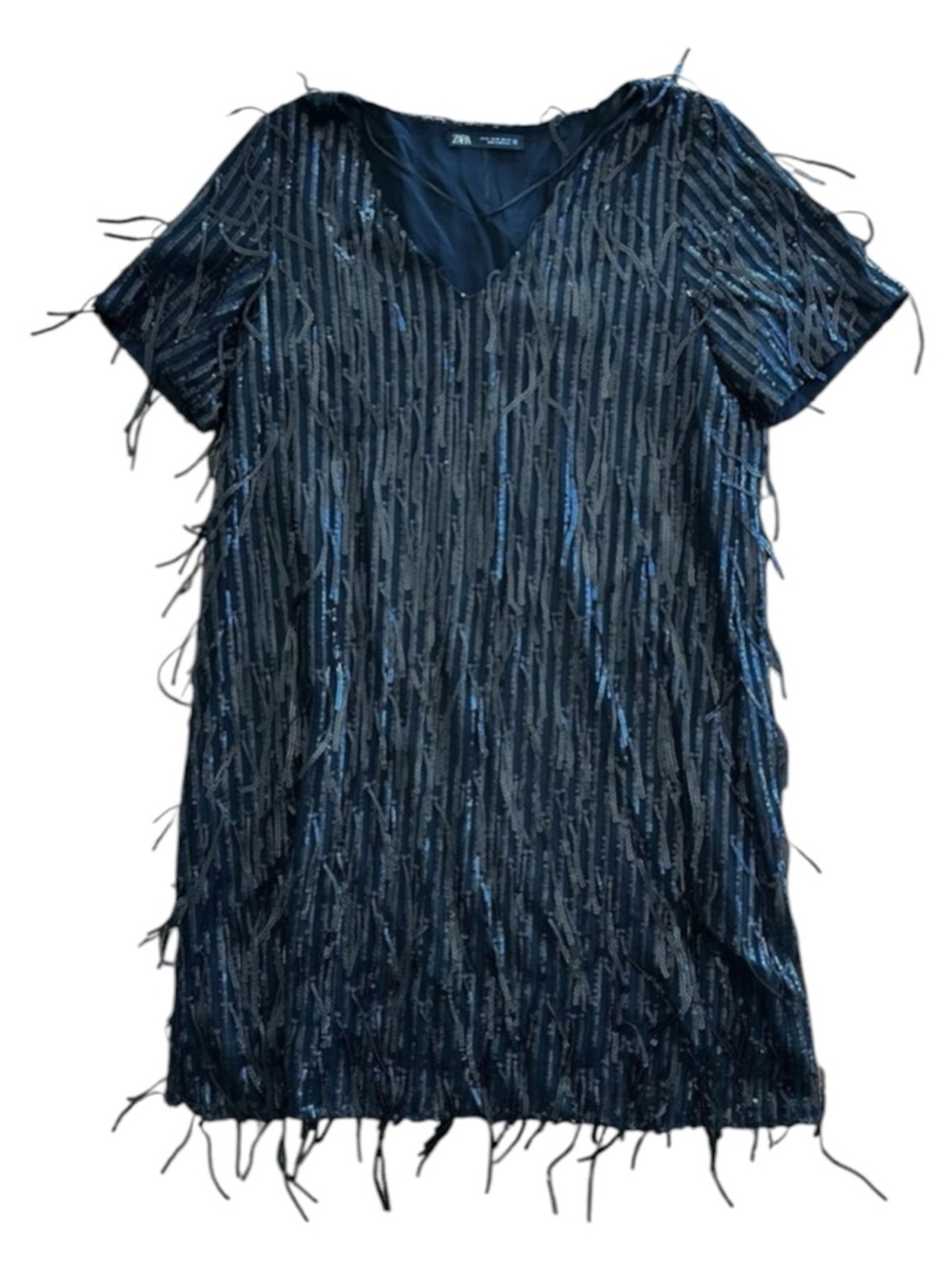 ZARA Dress Limited Edition Size XS Sequin Fringed Black Whimisgoth Witchy Grunge